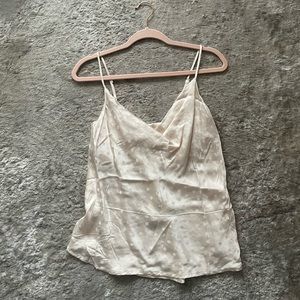 Vici beige cowl neck polka dot cami